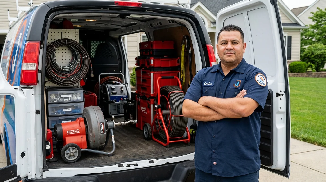 Professional drain cleaning equipment and Johns Plumbing LLC plumber in Gonzales