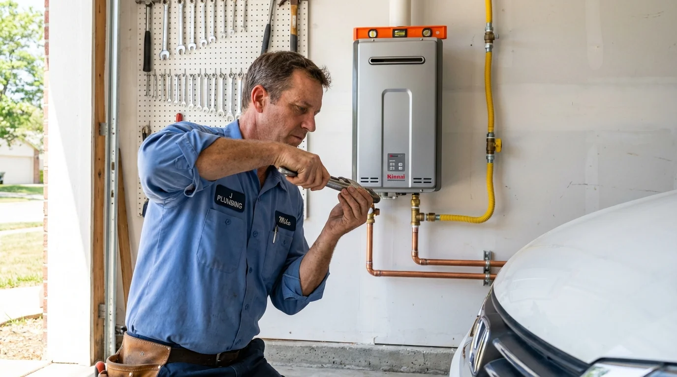 Tankless water heater installation by a Johns Plumbing LLC plumber in Gonzales