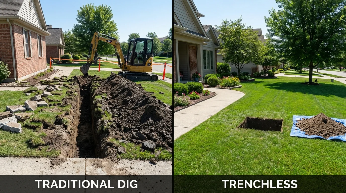 Trenchless sewer repair with minimal yard damage versus traditional excavation in Gonzales, CA